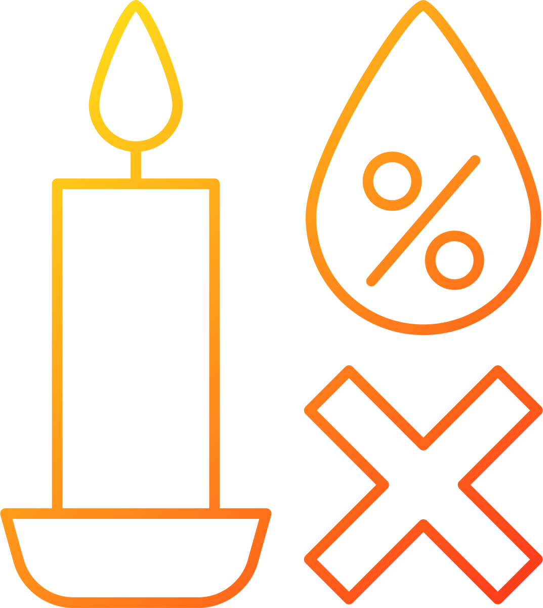 Handmade candles label gradient linear vector manual label icons set