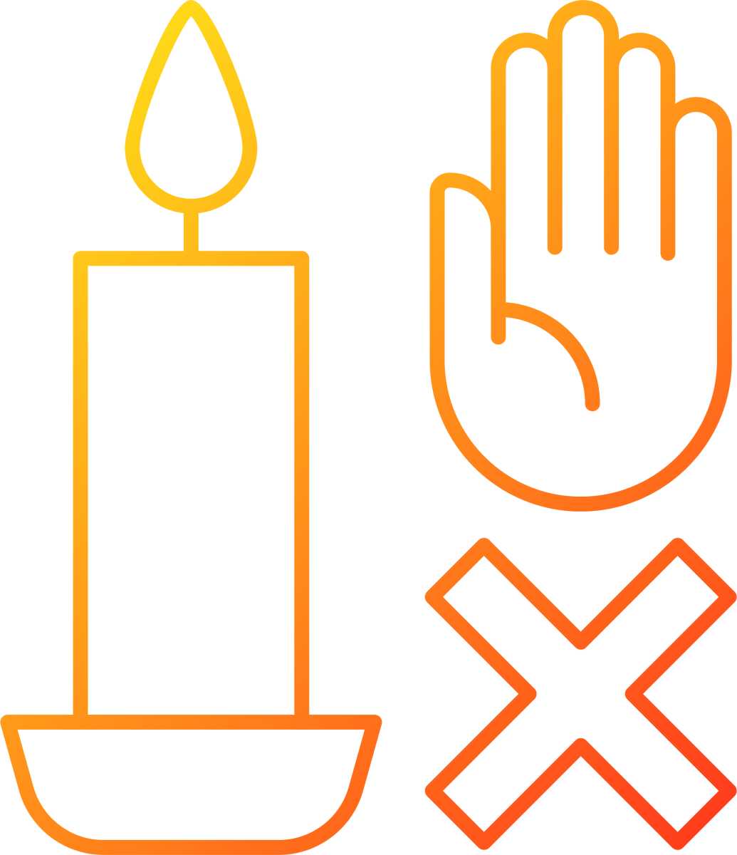 Handmade candles label gradient linear vector manual label icons set