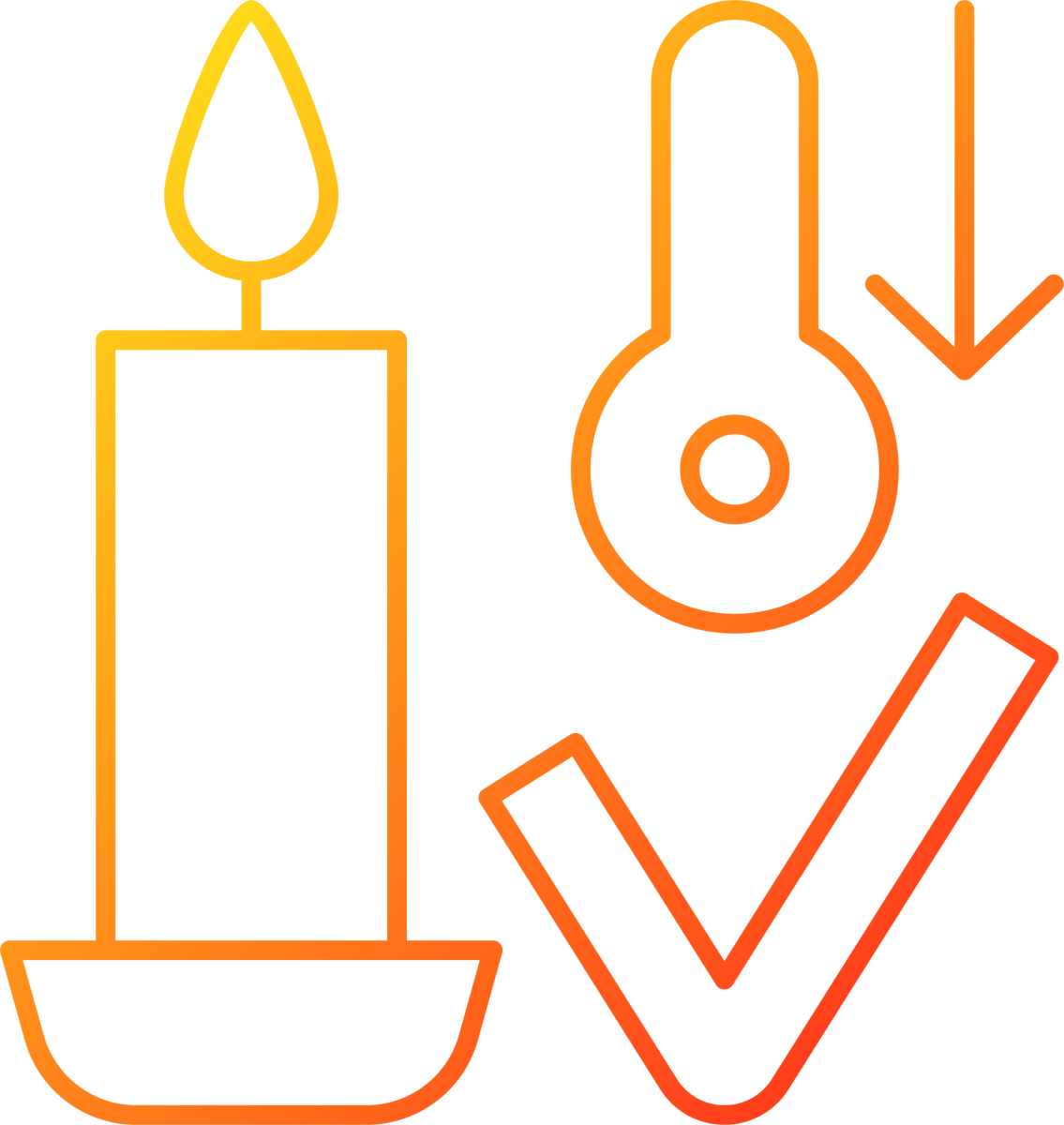 Handmade candles label gradient linear vector manual label icons set
