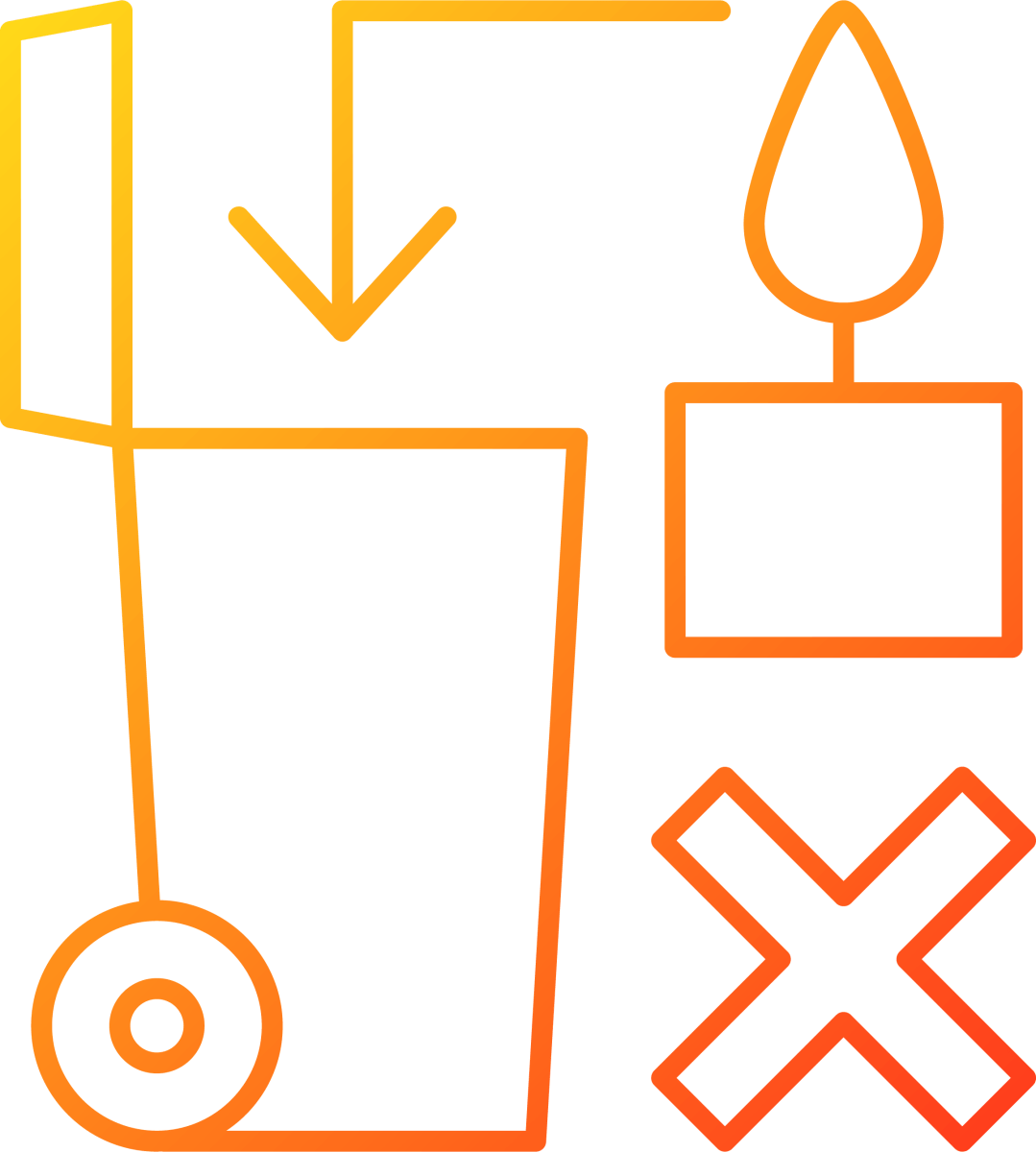 Handmade candles label gradient linear vector manual label icons set