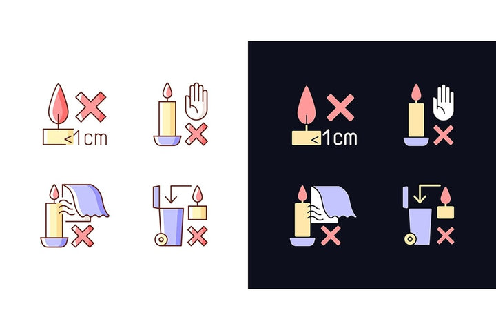 Handmade candles label light and dark theme RGB color manual label icons set