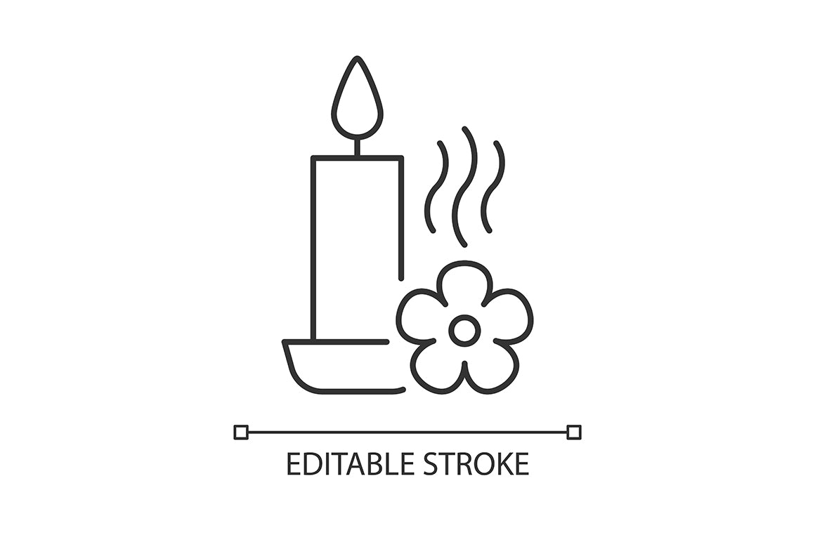 Handmade candles label linear manual label icons set for dark and light mode