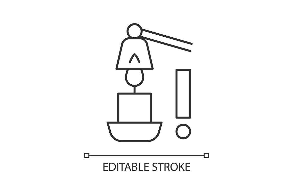 Handmade candles label linear manual label icons set for dark and light mode