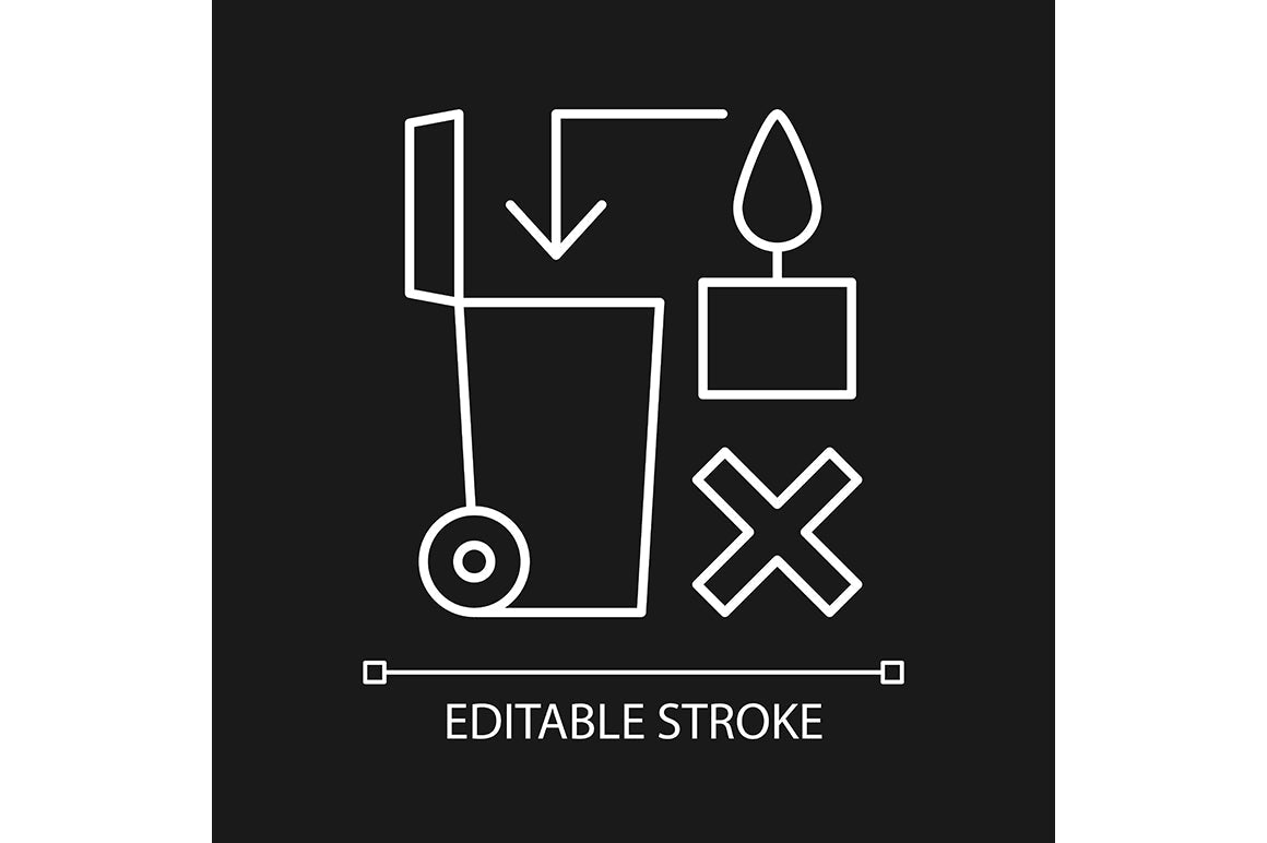Handmade candles label linear manual label icons set for dark and light mode