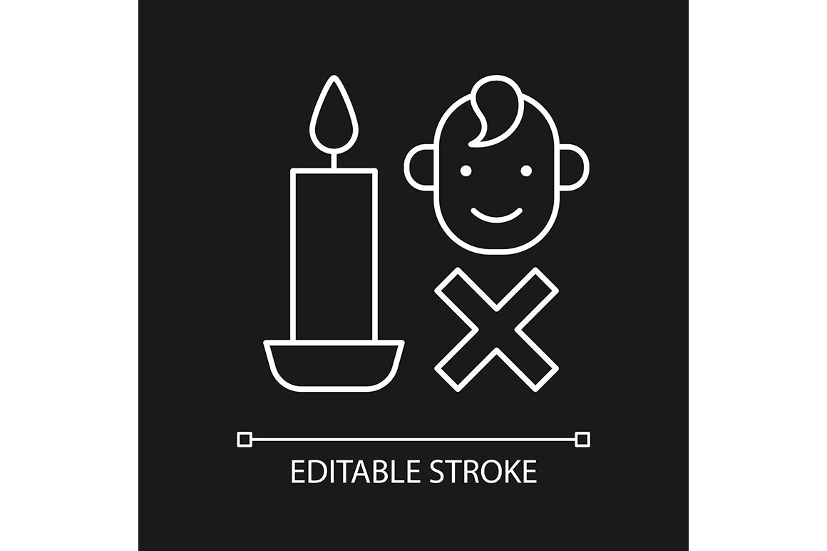 Handmade candles label linear manual label icons set for dark and light mode