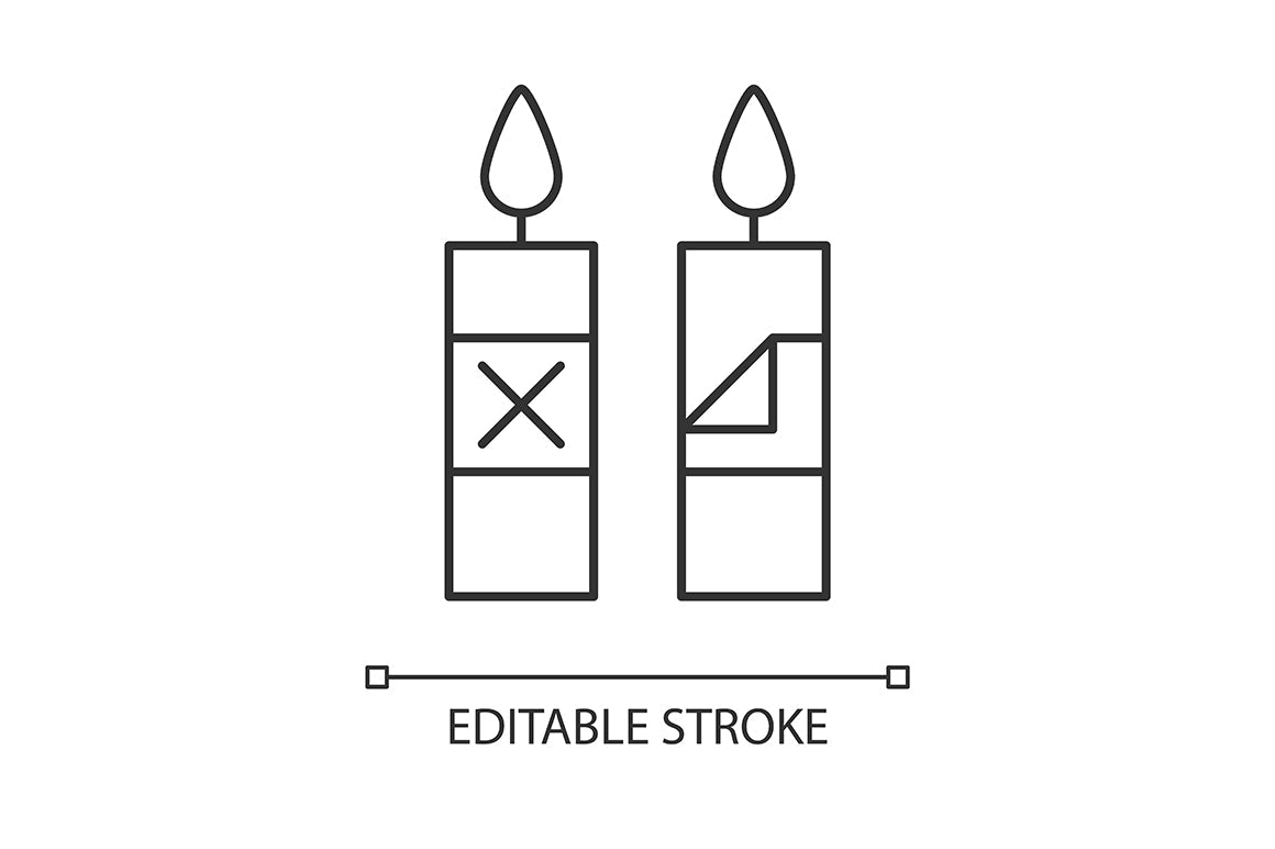 Handmade candles label linear manual label icons set for dark and light mode