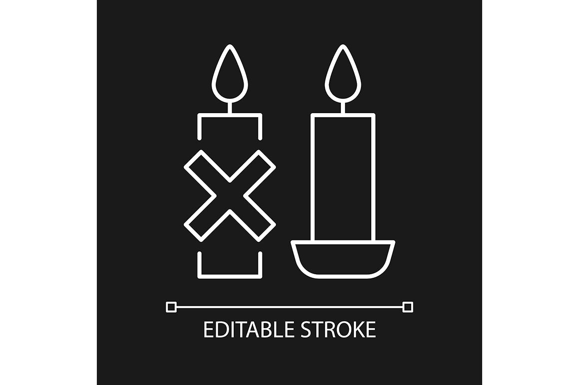 Handmade candles label linear manual label icons set for dark and light mode
