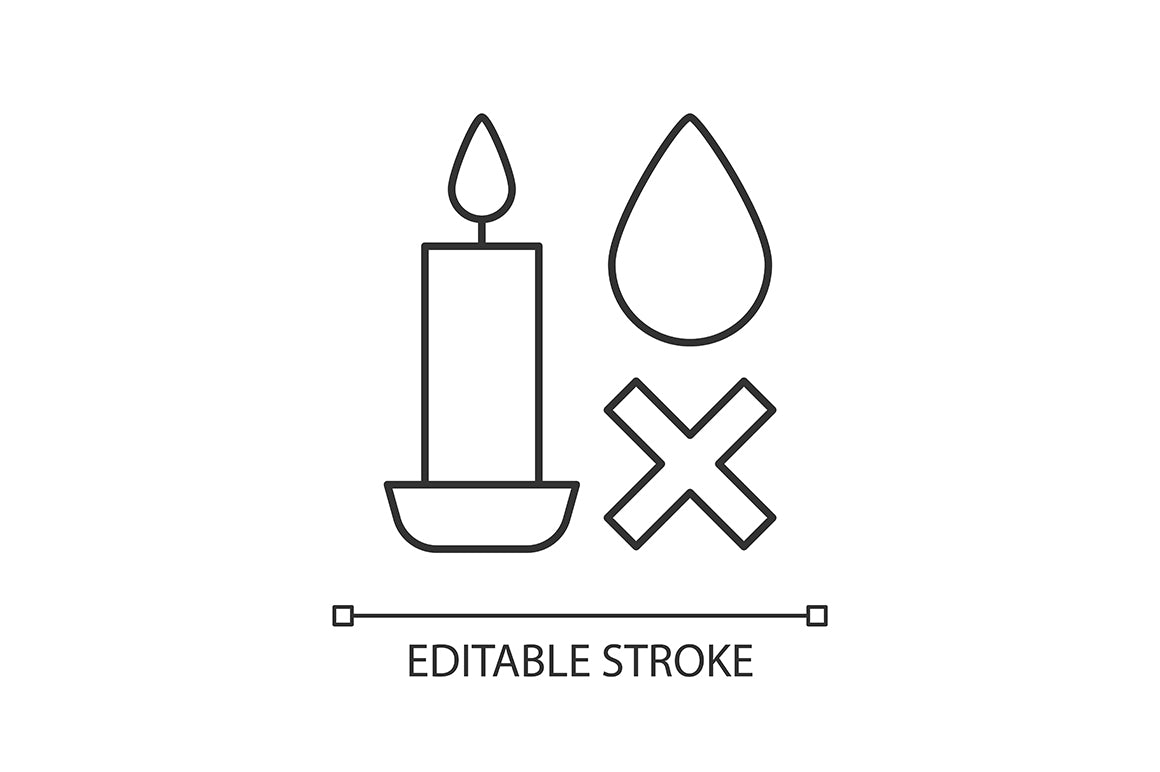 Handmade candles label linear manual label icons set for dark and light mode