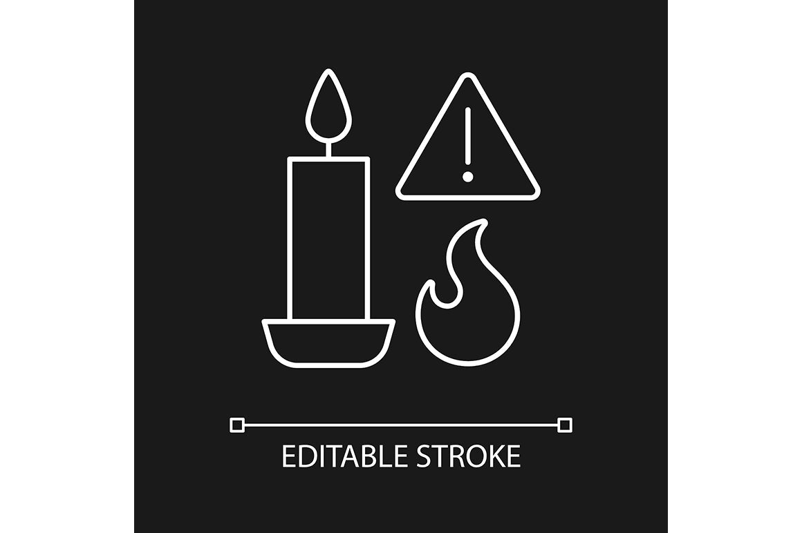 Handmade candles label linear manual label icons set for dark and light mode