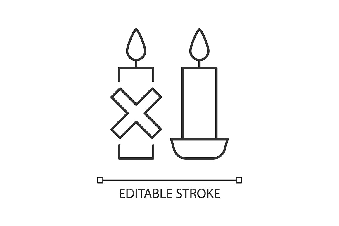 Handmade candles label linear manual label icons set for dark and light mode