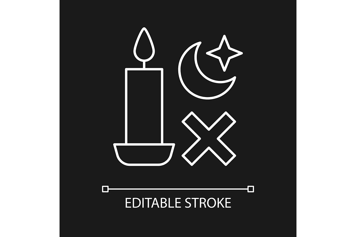 Handmade candles label linear manual label icons set for dark and light mode