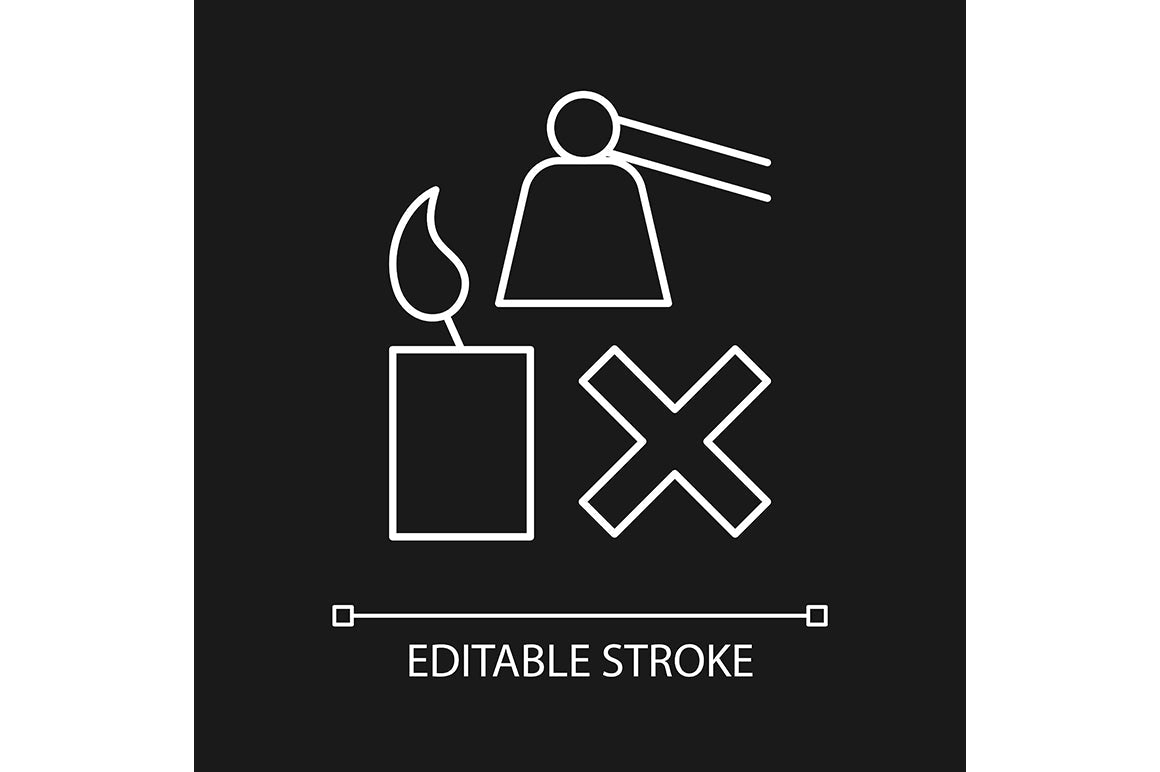 Handmade candles label linear manual label icons set for dark and light mode