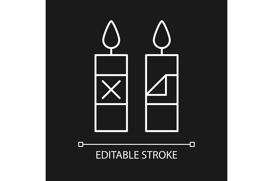 Handmade candles label linear manual label icons set for dark and light mode