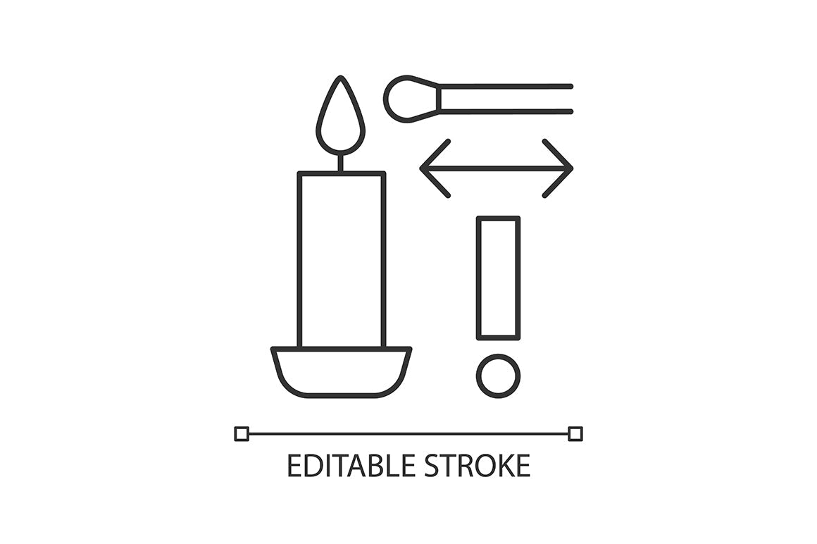Handmade candles label linear manual label icons set for dark and light mode
