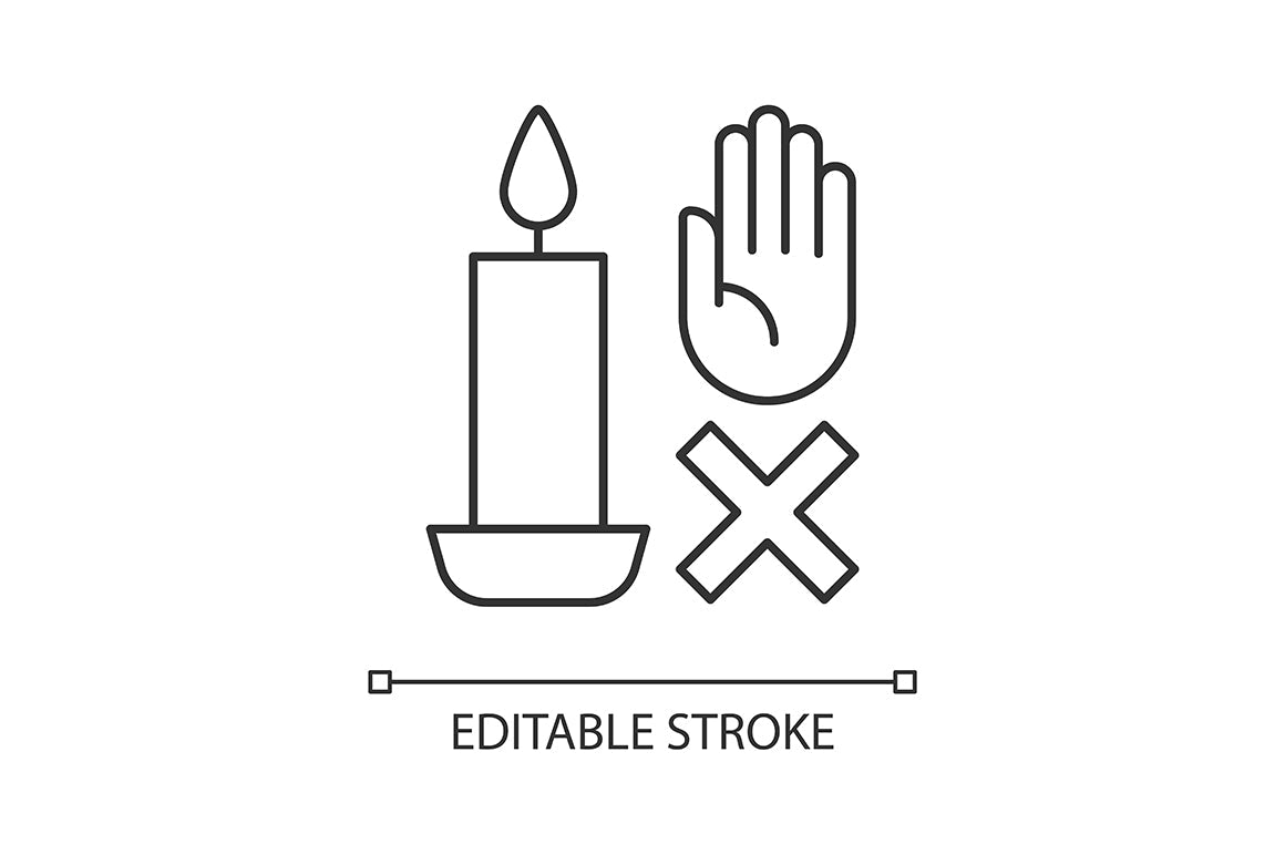 Handmade candles label linear manual label icons set for dark and light mode