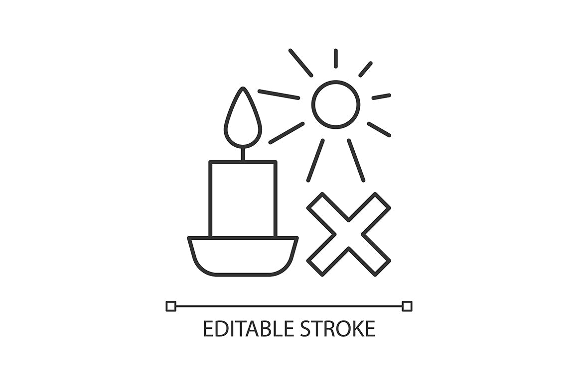 Handmade candles label linear manual label icons set for dark and light mode