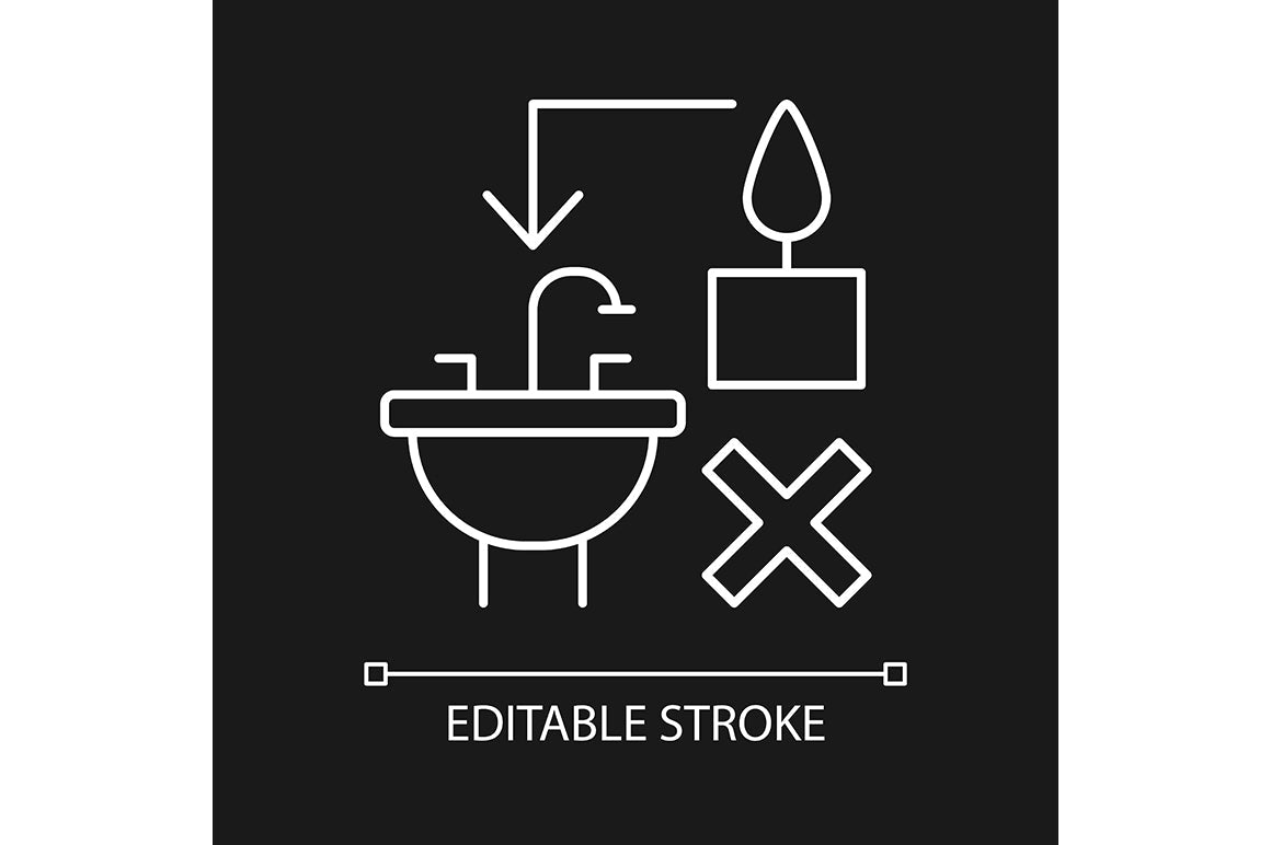 Handmade candles label linear manual label icons set for dark and light mode