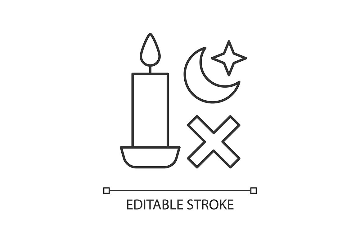Handmade candles label linear manual label icons set for dark and light mode