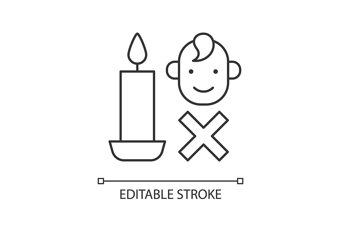 Handmade candles label linear manual label icons set for dark and light mode