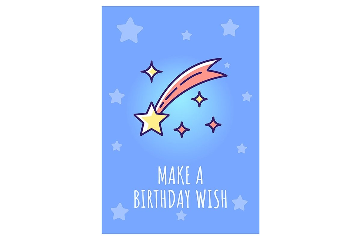 Happy cosmic birthday greeting card with color icon element set