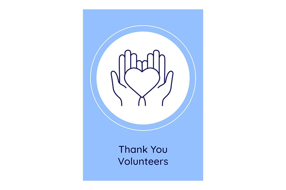 Happy global volunteer day postcards with linear glyph icon set