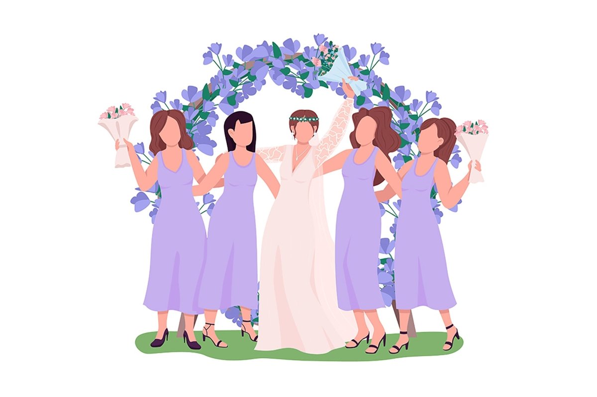 Happy newlyweds couples vector character set