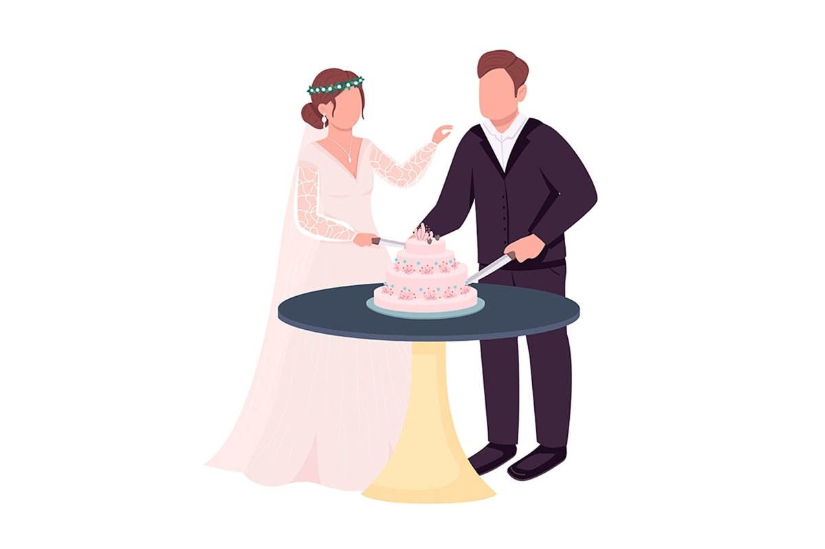 Happy newlyweds couples vector character set