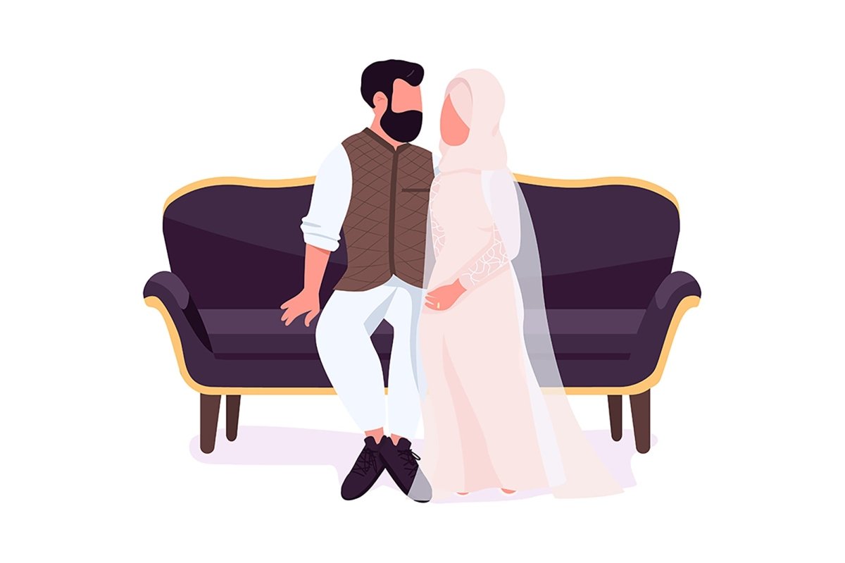 Happy newlyweds couples vector character set