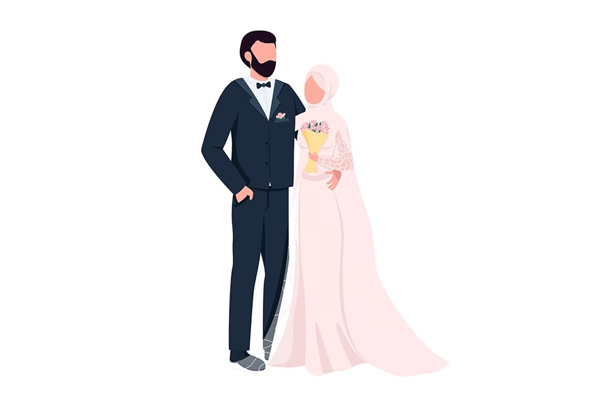 Happy newlyweds couples vector character set