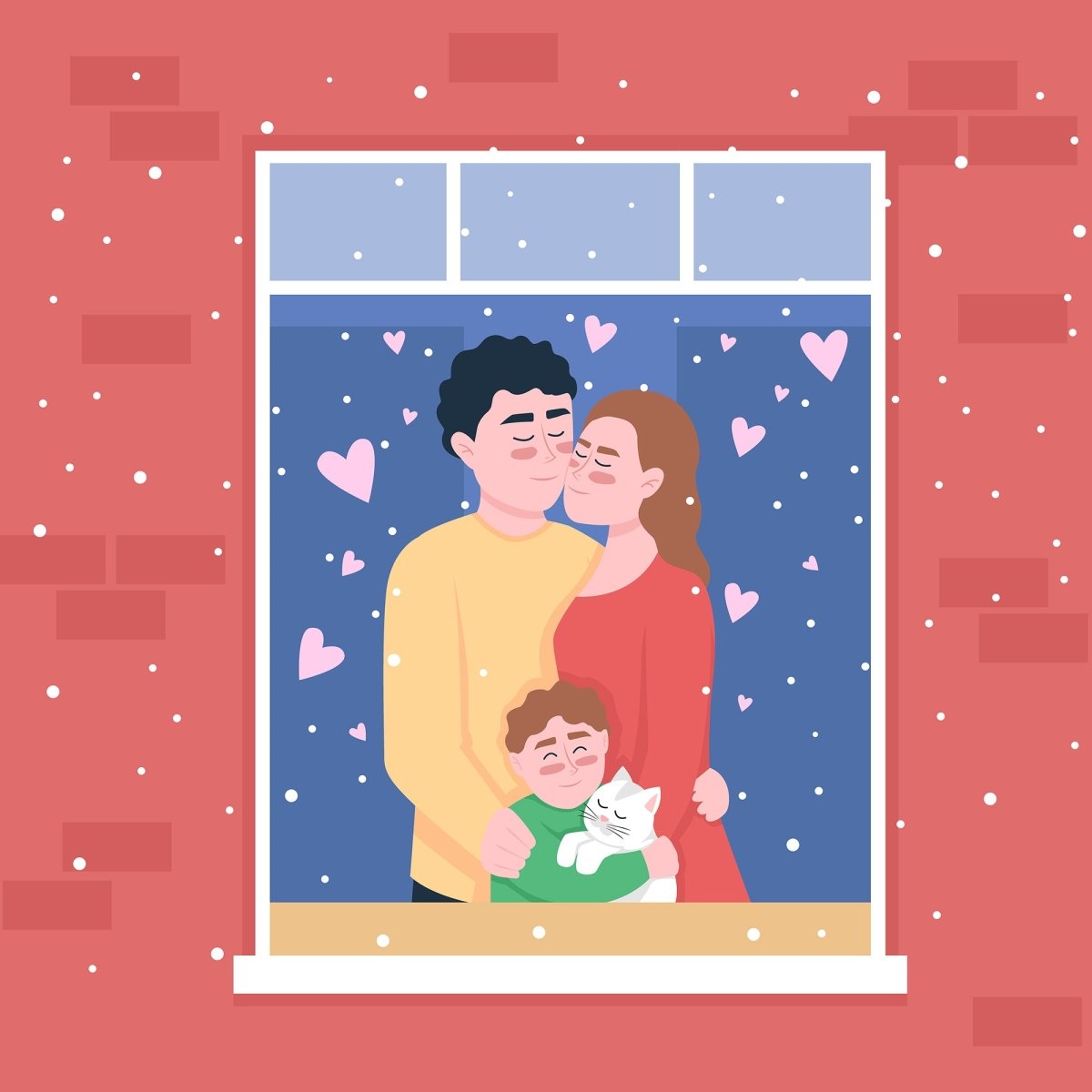 Happy Valentines day color vector illustration bundle