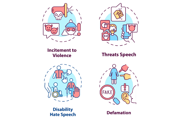 Hate speech concept icons bundle