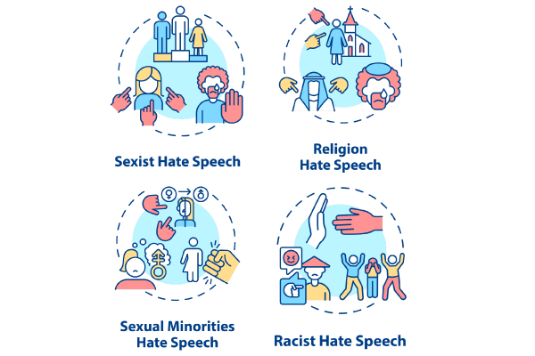 Hate speech concept icons bundle
