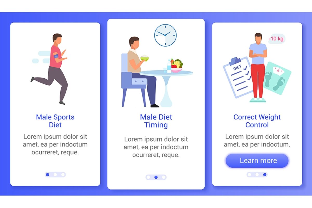 Healthy family onboarding mobile app screen vector template