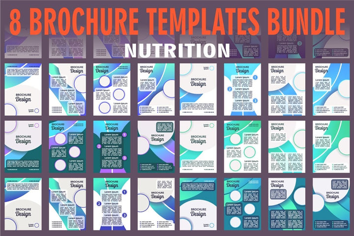 Healthy nutrition brochure layout design bundle