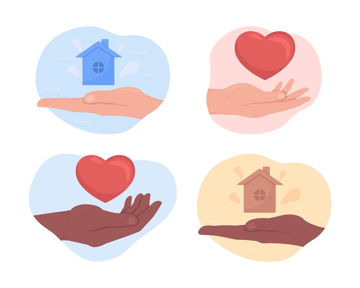 Help 2D vector isolated illustration set