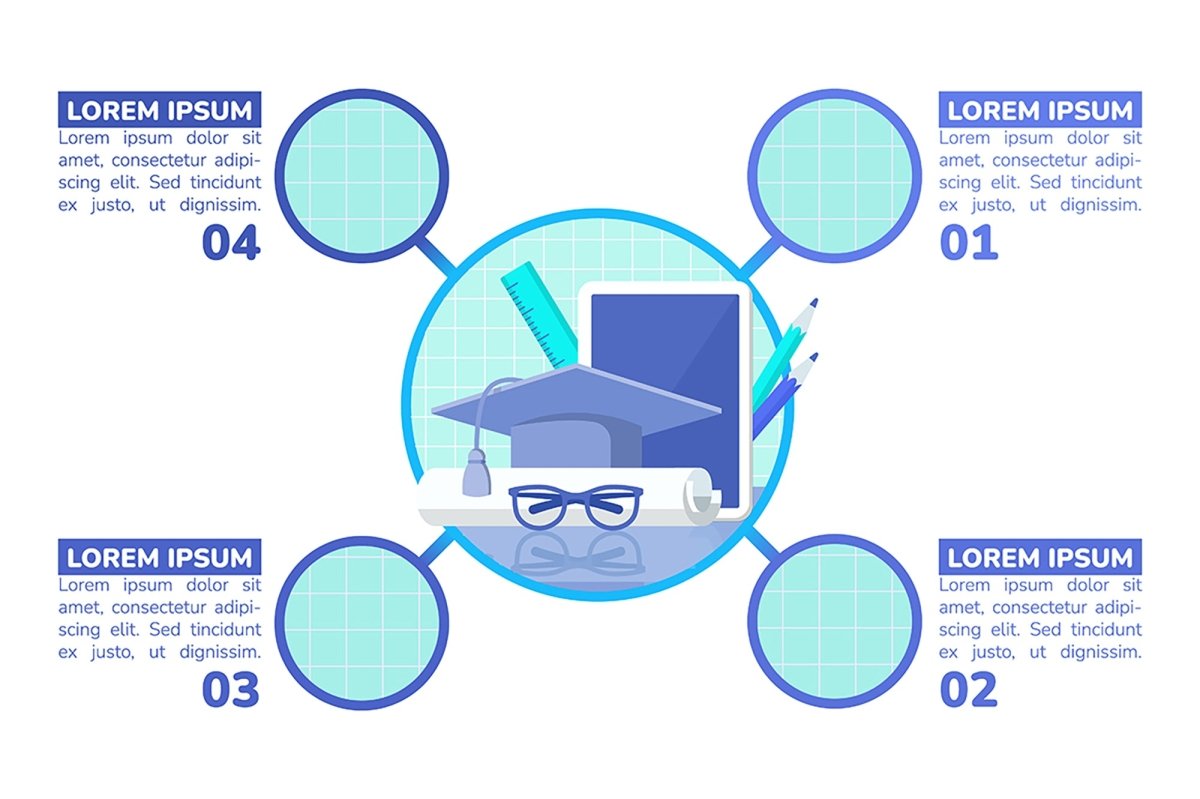 Higher education degree blue infographic chart design templates