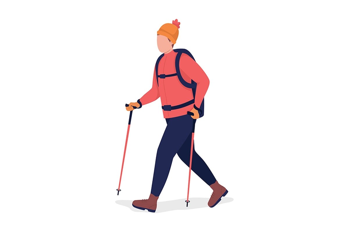 Hiking person color vector character set