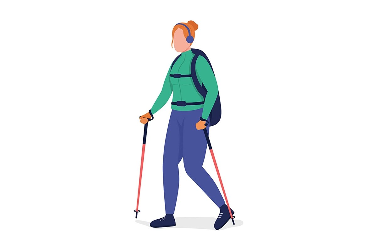 Hiking person color vector character set