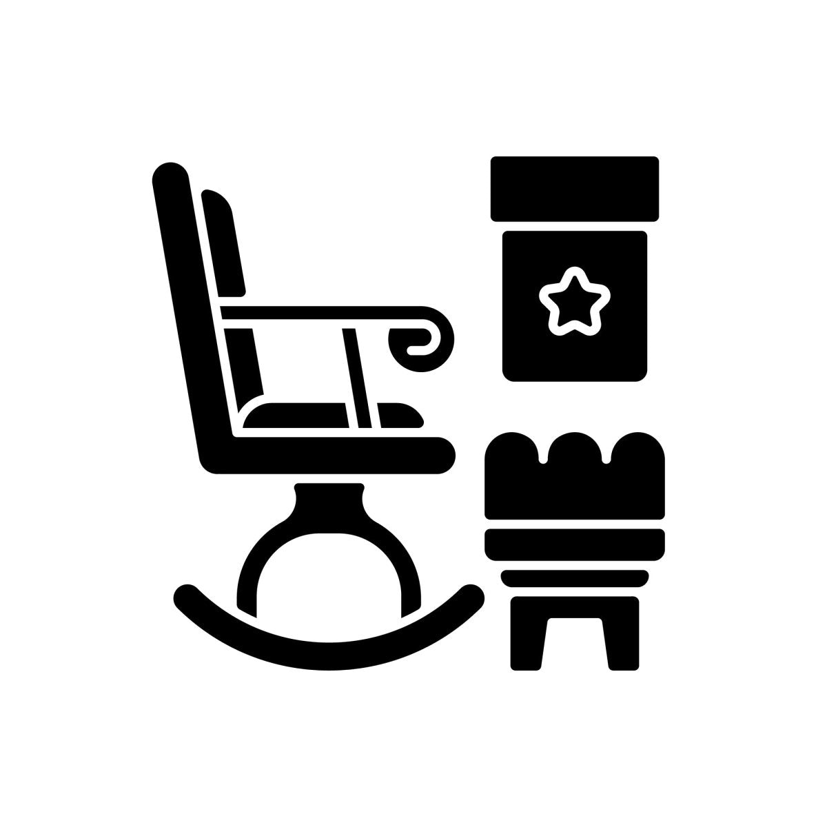 Home and living black glyph icons set on white space