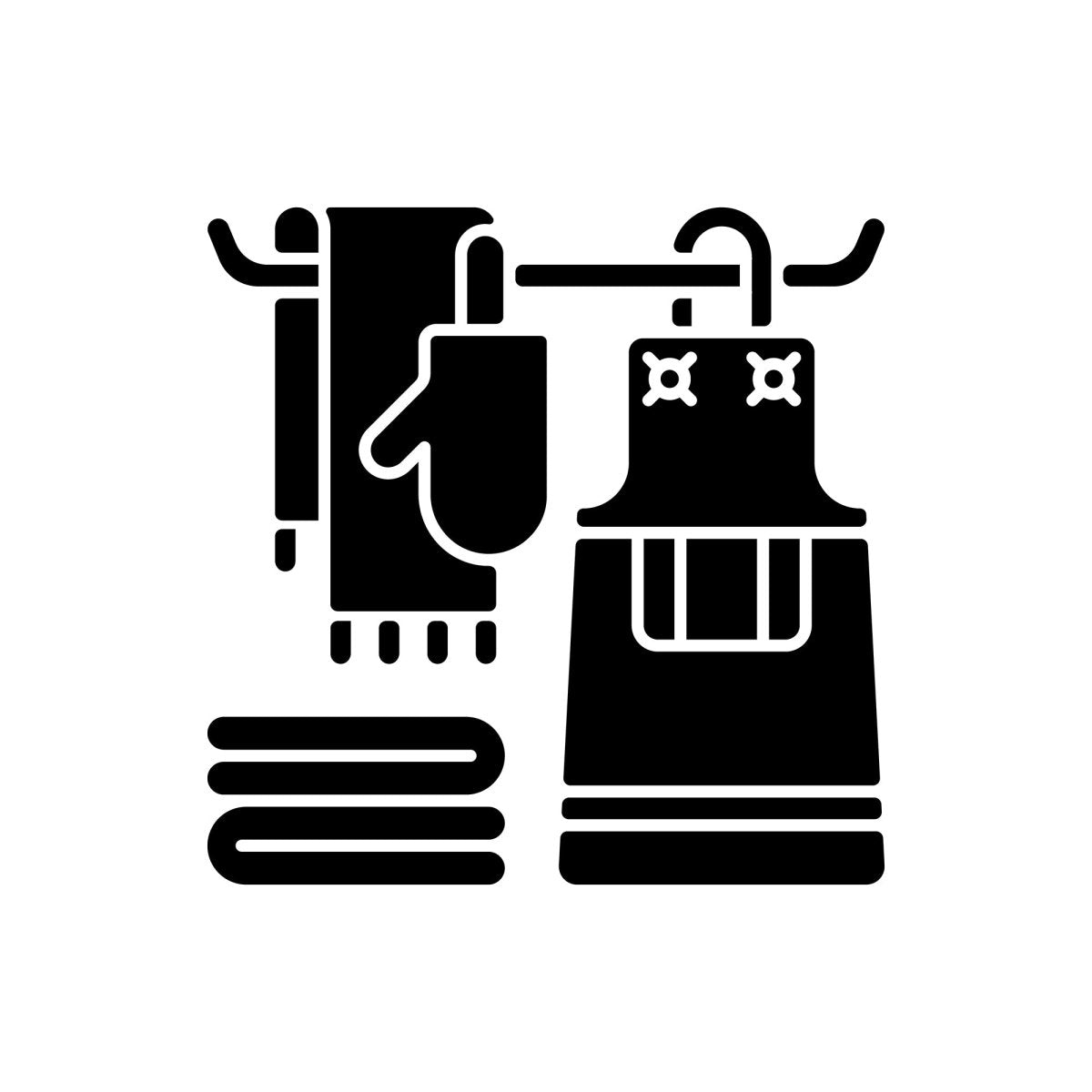 Home and living black glyph icons set on white space