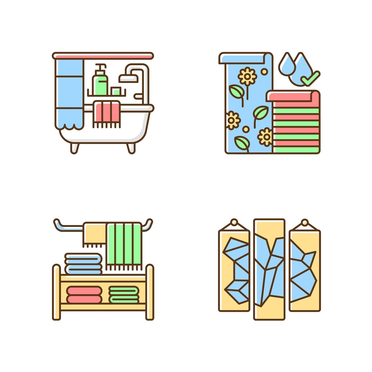 Home and living RGB color icons set