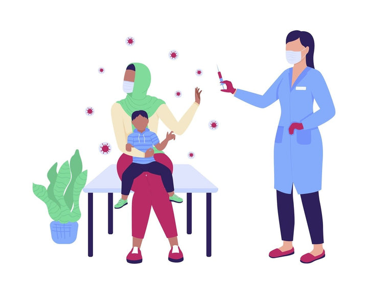 Hospital patients and workers flat color vector faceless character set