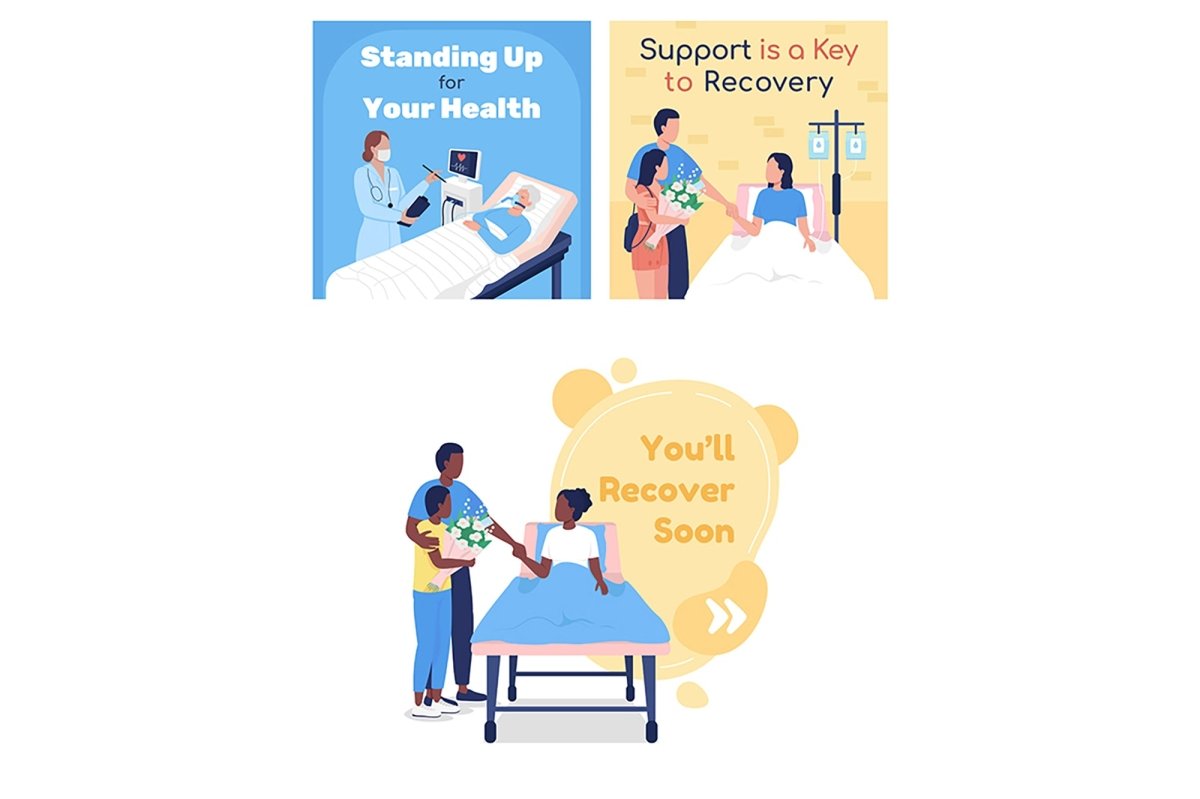 Hospital treatment social media post mockup set