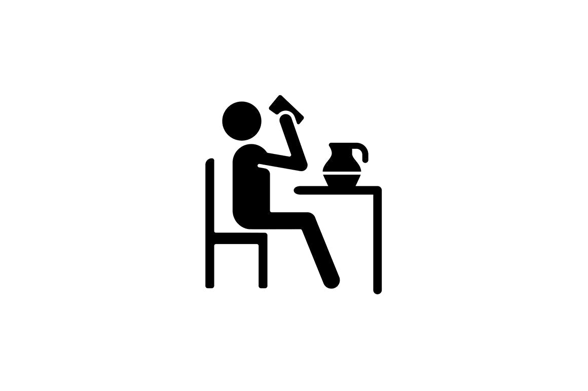 Human behaviour black glyph icons set on white space