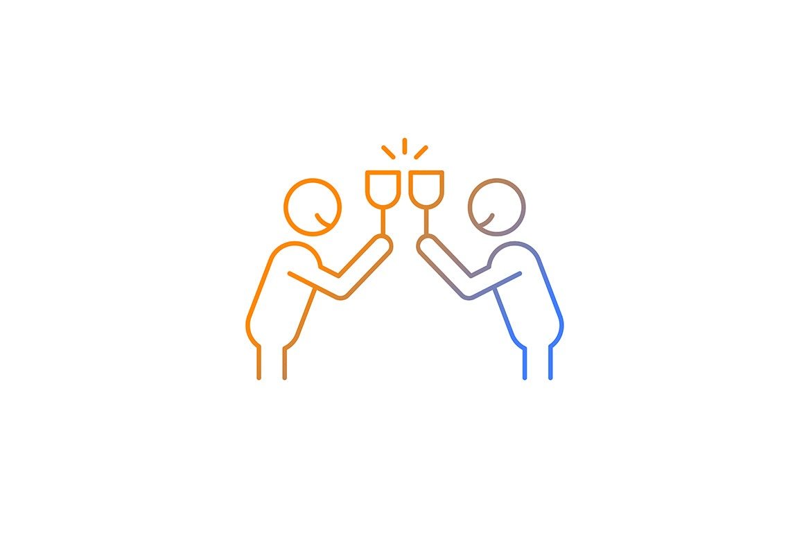 Human behaviour gradient icons set for dark and light mode