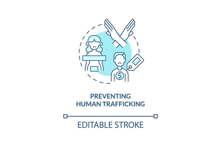 Human trade blue concept icons set