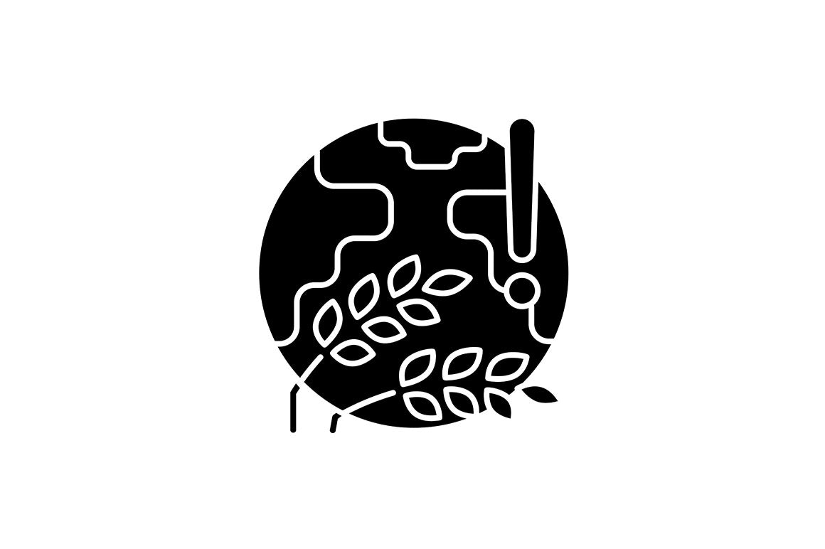 Hunger and food security black glyph icons set on white space