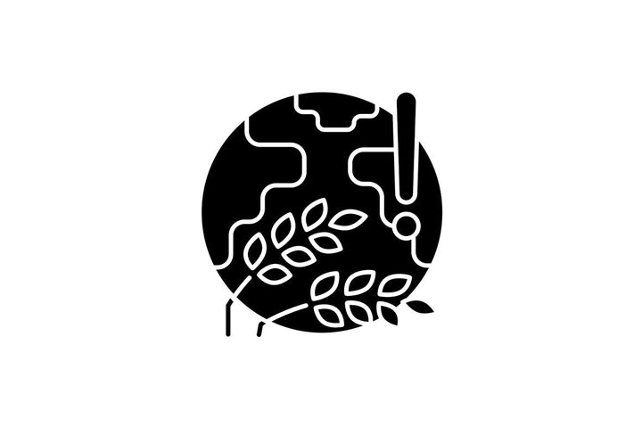 Hunger and food security black glyph icons set on white space