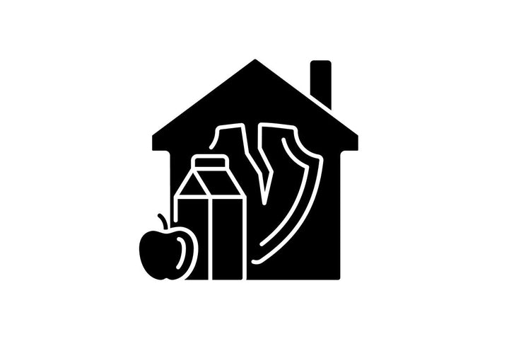 Hunger and food security black glyph icons set on white space