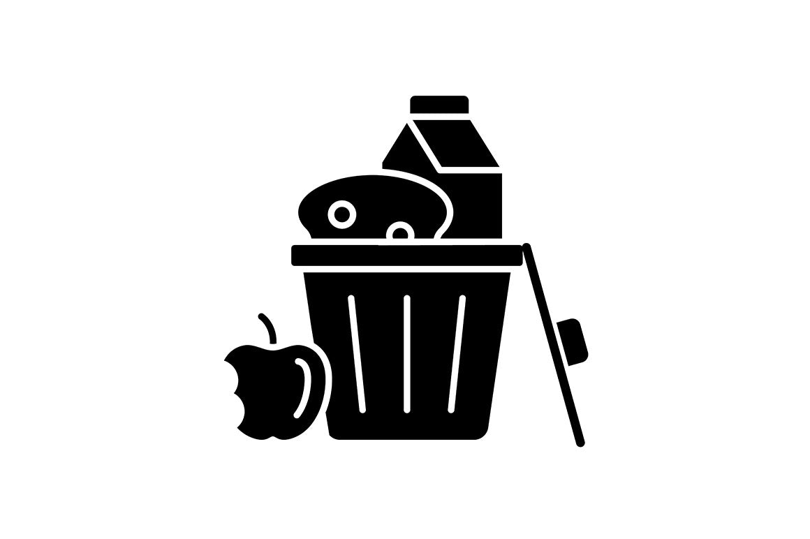 Hunger and food security black glyph icons set on white space